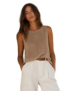 J.A.K. Womens Basics S/M Sable Coast Tank