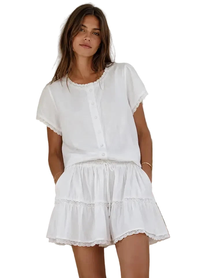 J.A.K. Womens Novelty Tops Small / White Carmel Cove Set