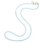 Jane Win Womens Jewelry Double Wrap Diamond Cut Beaded Necklace - Aquamarine