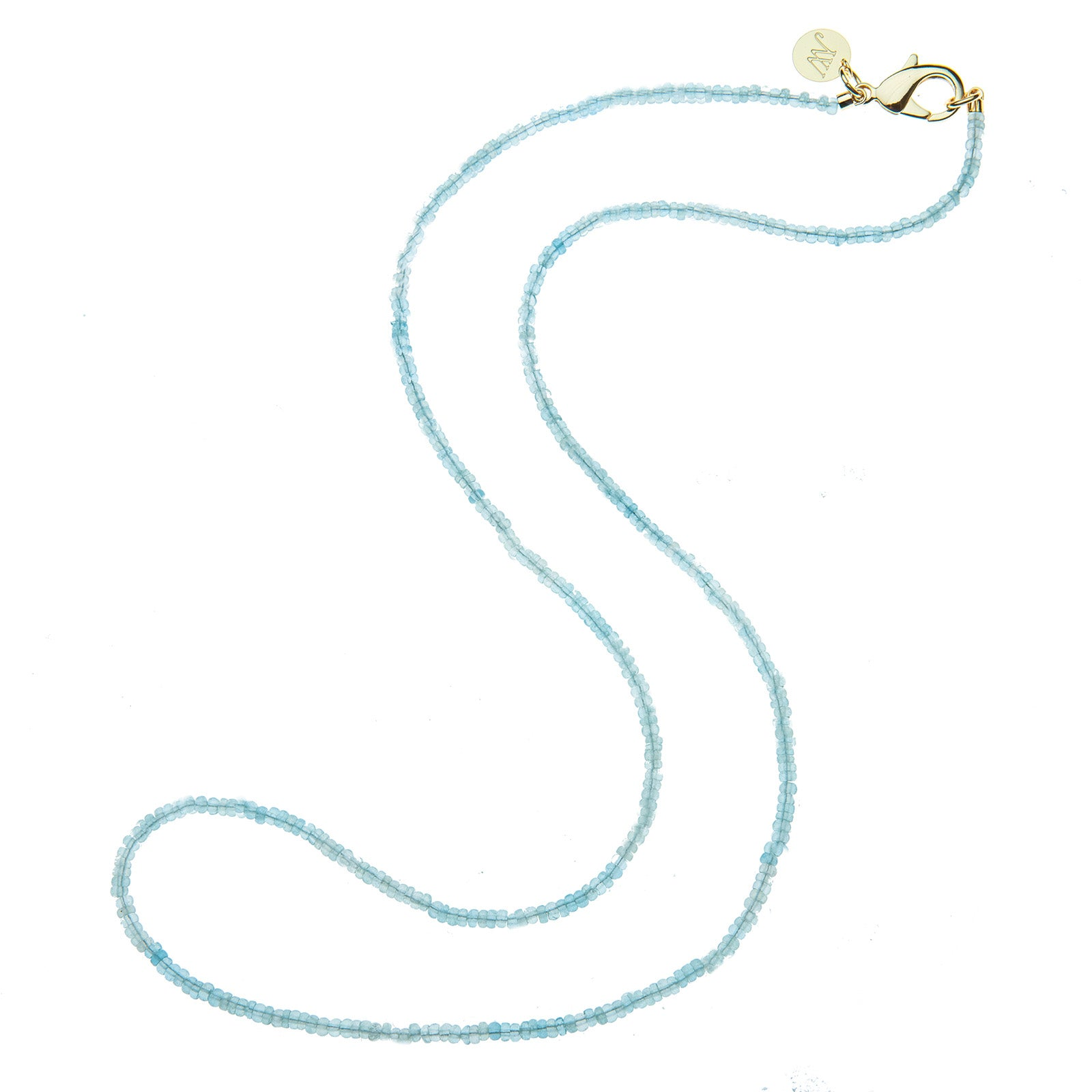 Jane Win Womens Jewelry Double Wrap Diamond Cut Beaded Necklace - Aquamarine