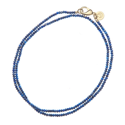 Jane Win Womens Jewelry Double Wrap Diamond Cut Beaded Necklace - Lapis