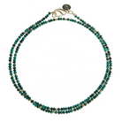 Jane Win Womens Jewelry Double Wrap Diamond Cut Beaded Necklace - Malachite and Gold