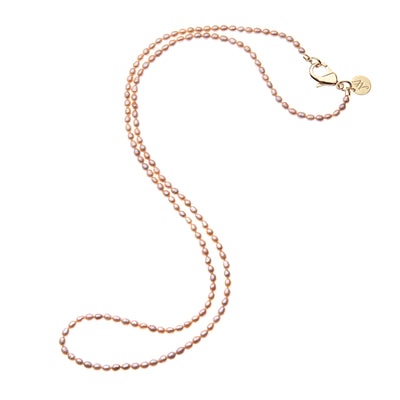 Jane Win Womens Jewelry Double Wrap Rice Pearl Necklace - Pink