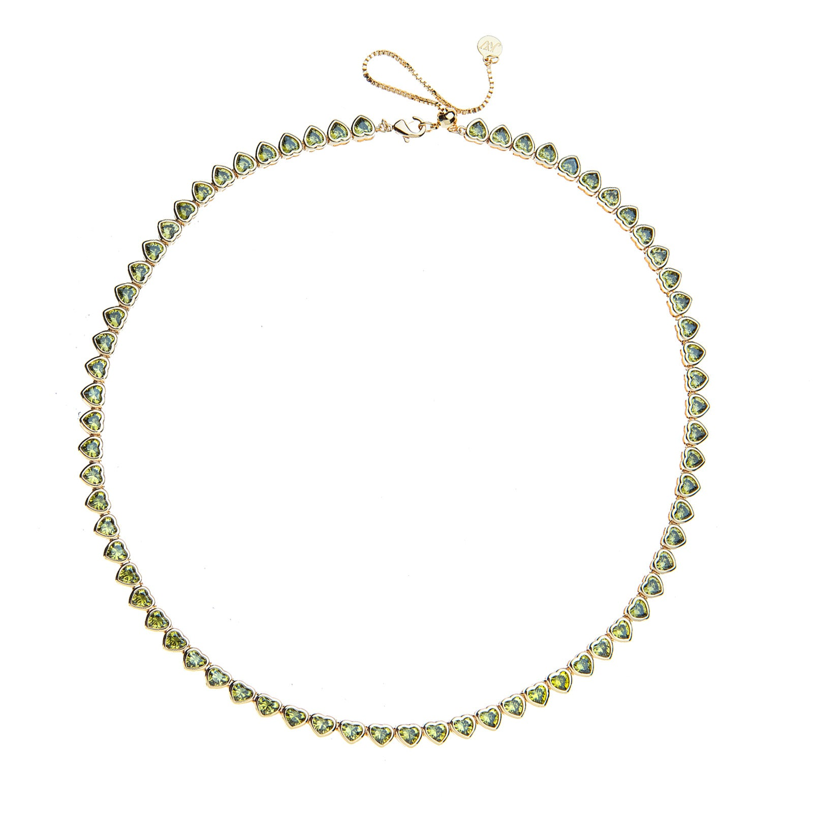 Jane Win Womens Jewelry Made from Love Tennis Necklace - Olive Green