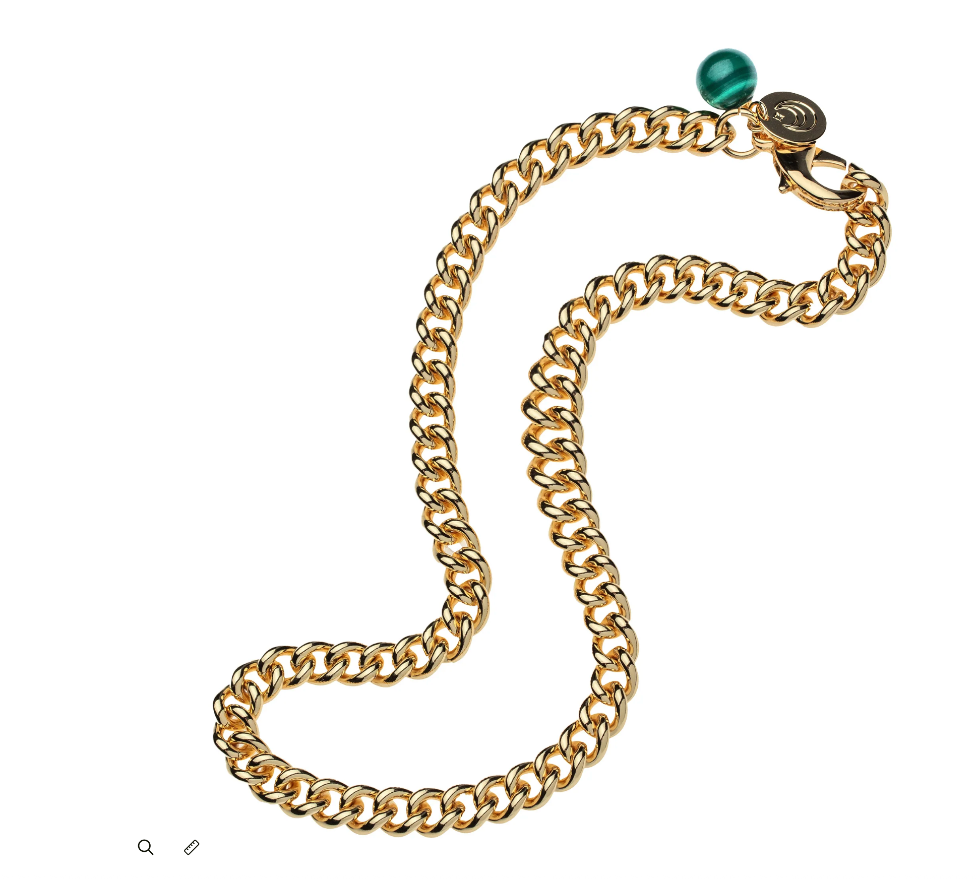 Jane Win Womens Jewelry Petite Curb Chain with Malachite Bead - 16"