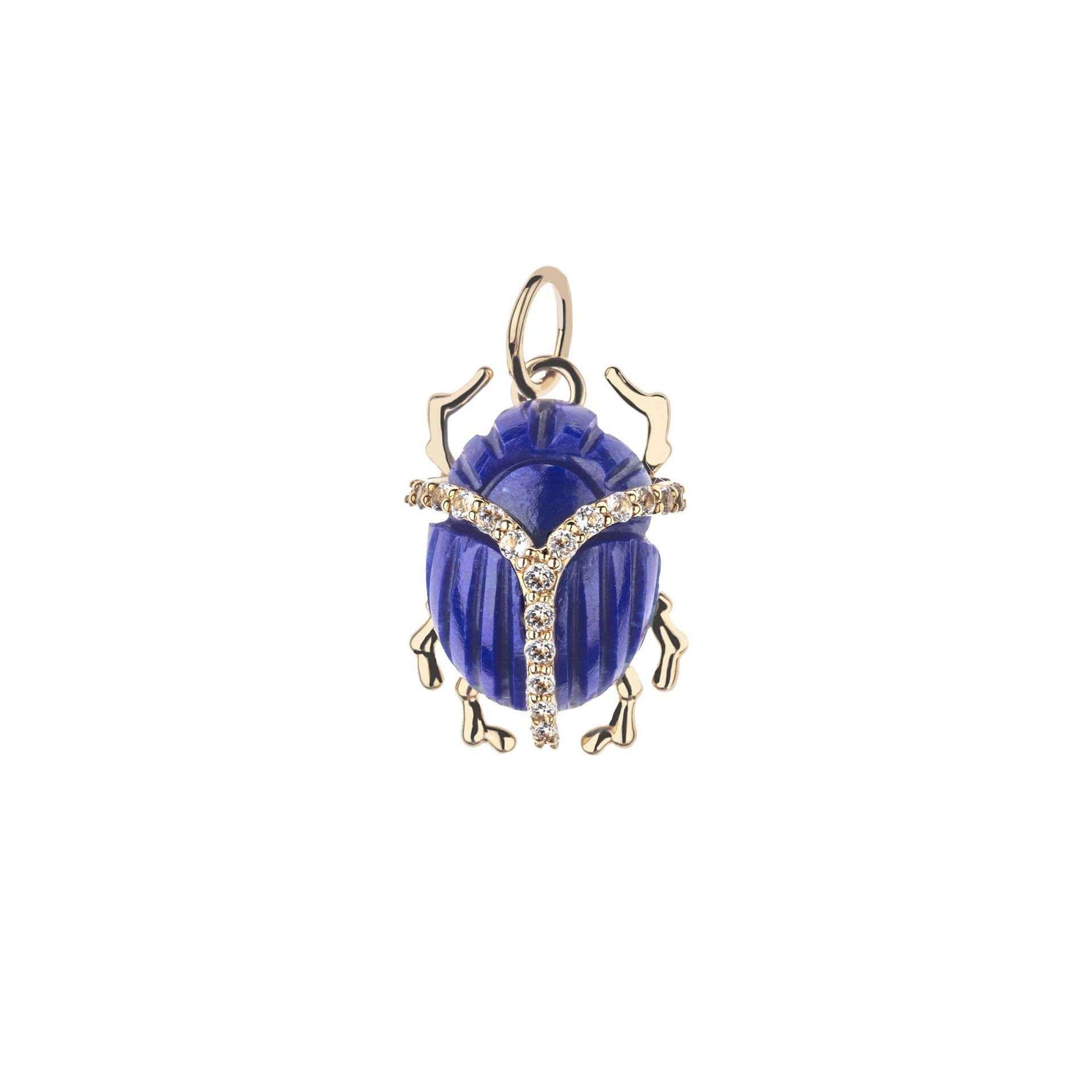 Jane Win Womens Jewelry Protect Guardian Scarab Pendant in Lapis 16-18"