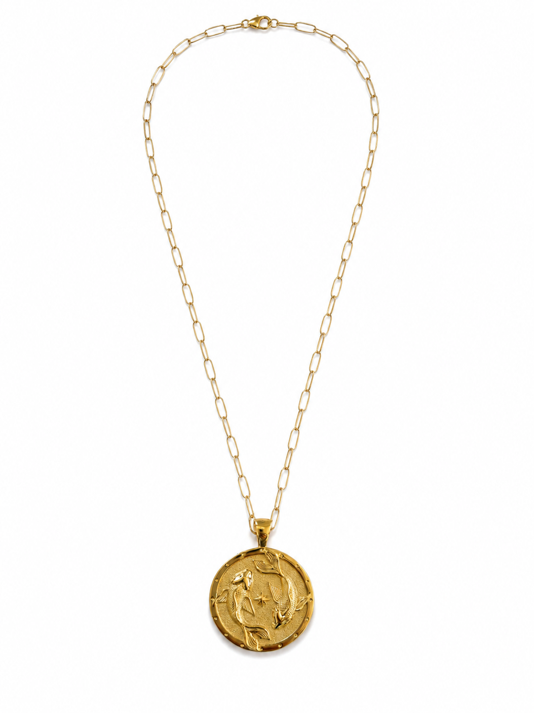 Jane Win Womens Jewelry Strong Circling Koi Fish Original Pendant Coin - 18"