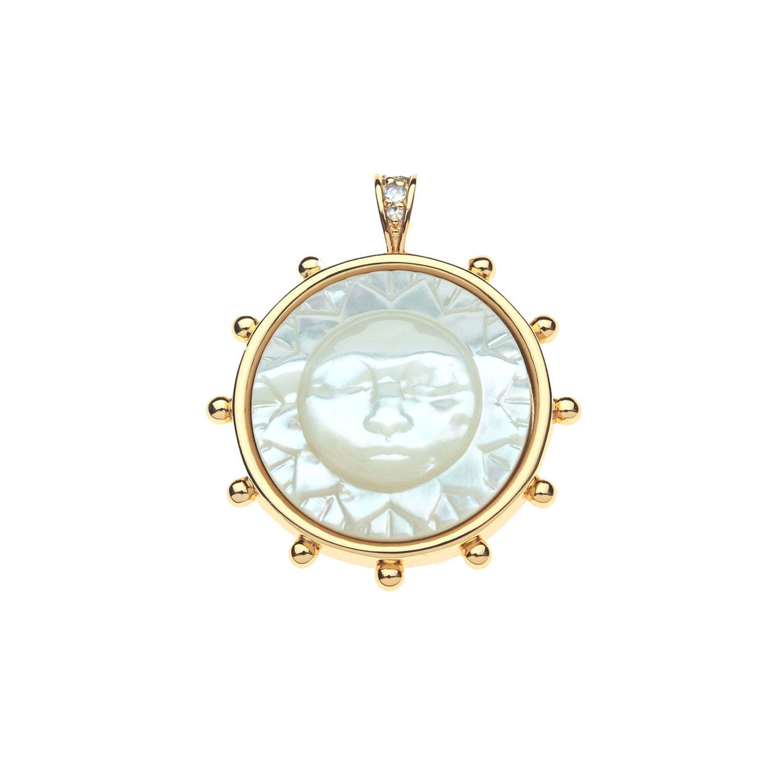 Jane Win Womens Jewelry Strong Ever Shining Sun Carved Stone Pendant - 18"