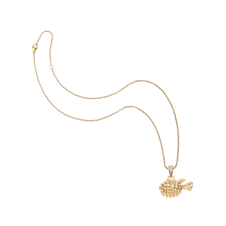 Jane Win Womens Jewelry Strong Puffer Fish Pendant - 16"