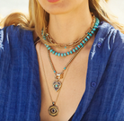 Jane Win Womens Jewelry Turquoise and Coral Beaded Necklace