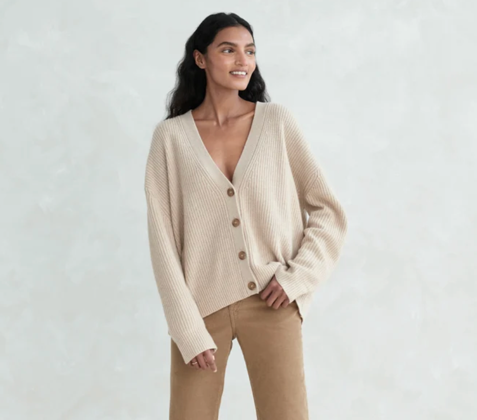 Jenni Kayne Womens Sweaters - Cashmere XSmall / Oatmeal Cropped Cashmere Cocoon Cardigan, image 2 of 6