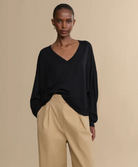 Jenni Kayne Womens Sweaters Medium / Black Dree V-Neck Sweater