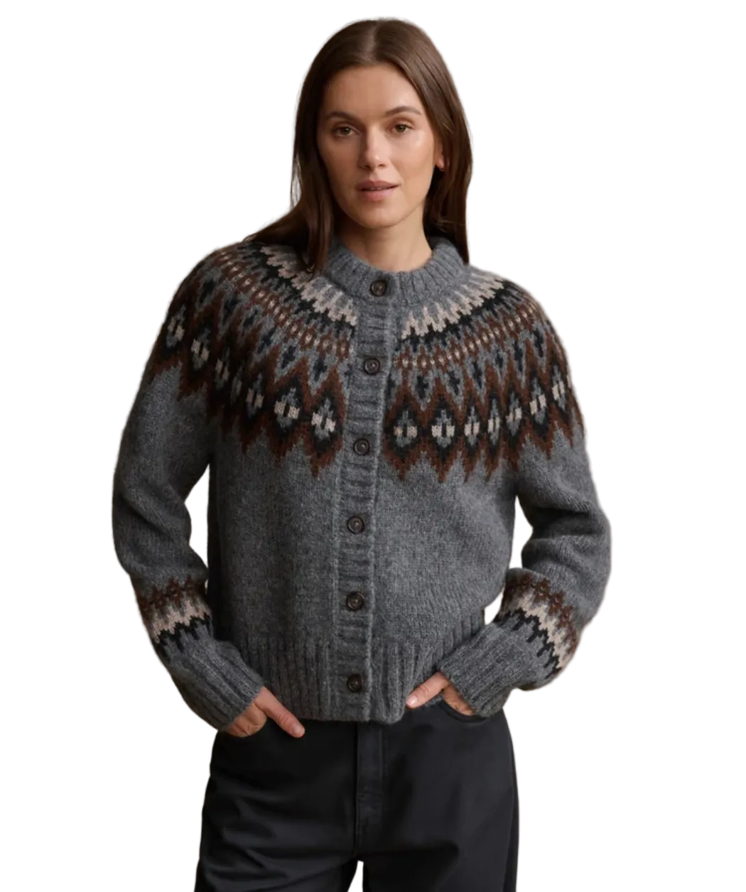 Jenni Kayne Womens Sweaters XSmall / Charcoal Thatcher Crewneck Cardigan, image 1 of 3