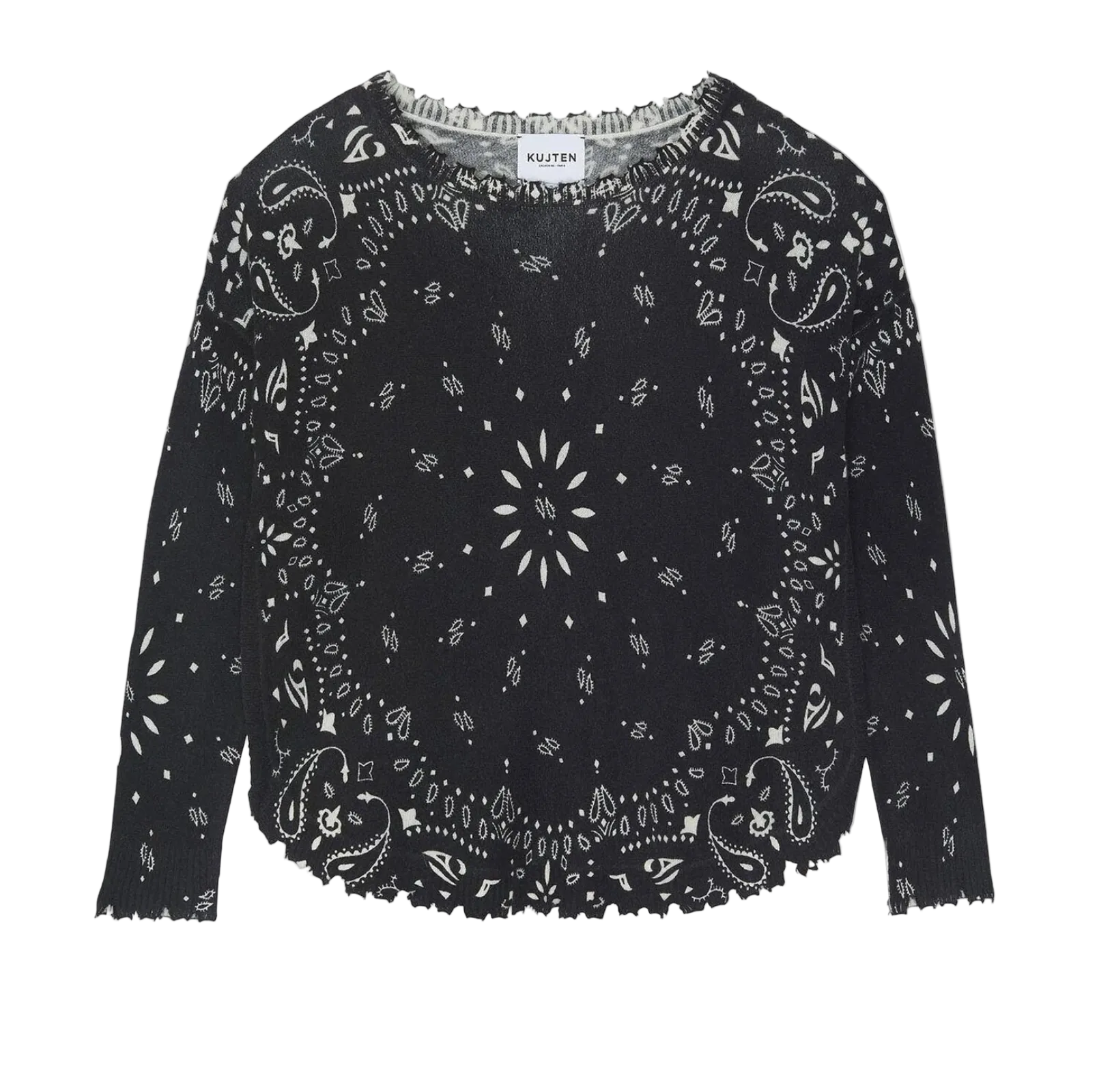 Kujten Womens Sweaters - Cashmere 1 / Anthra Noir Mela Bandana Bico Sweater