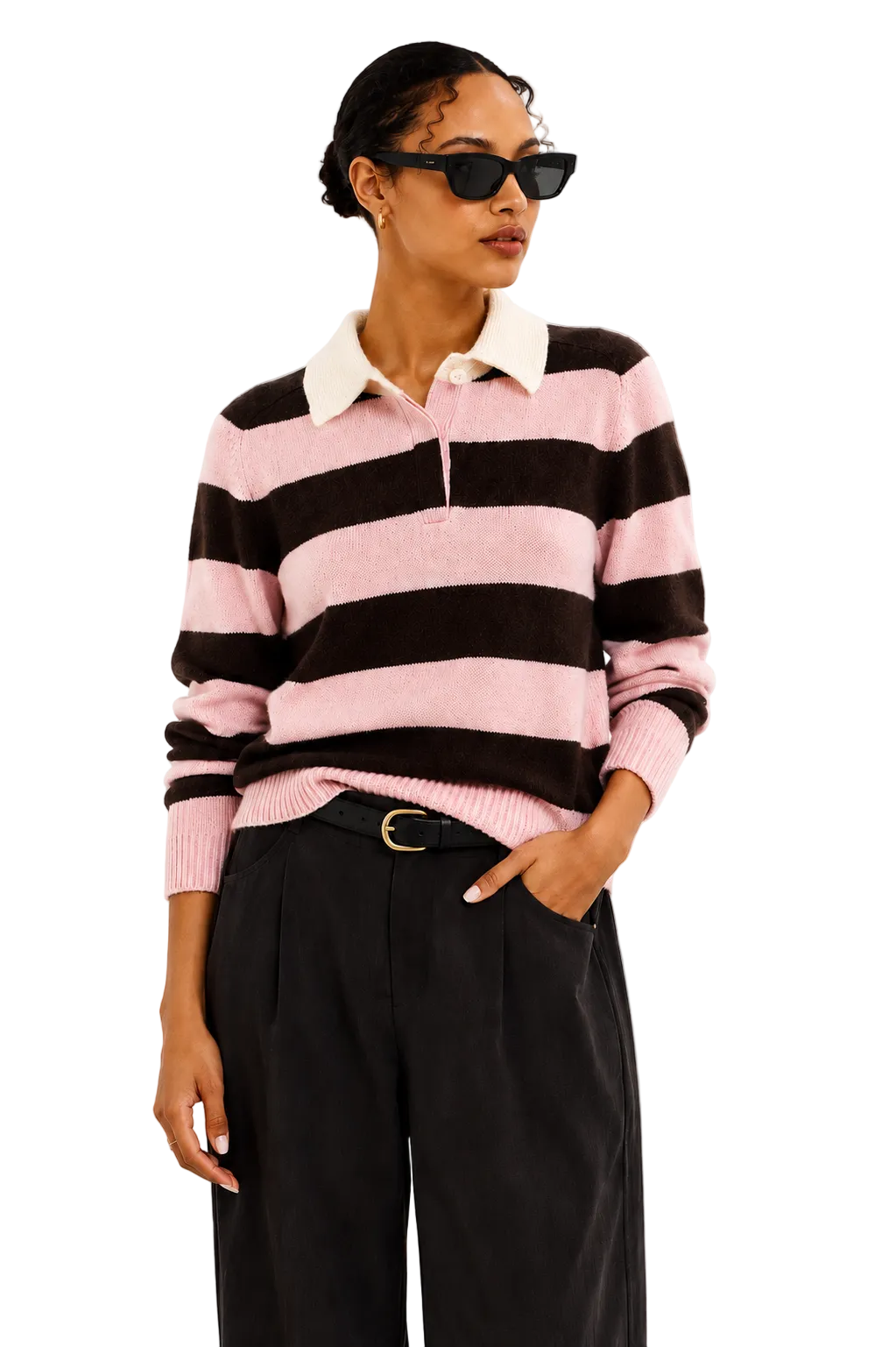 Kujten Womens Sweaters - Cashmere 1 / Milano Blush Royce Stripe Sweater