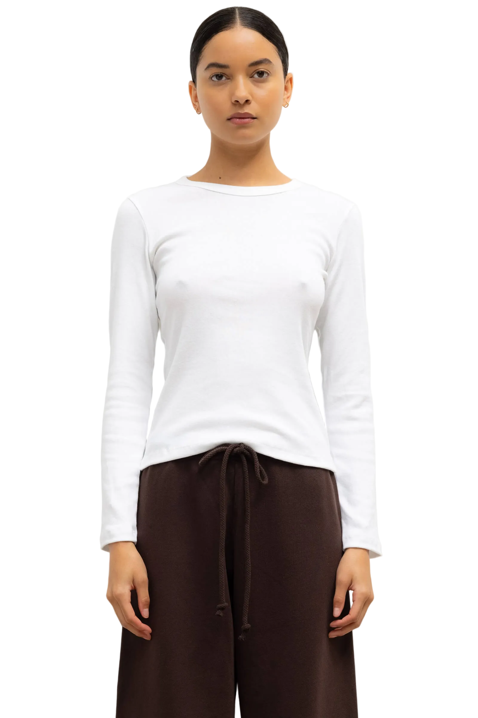 Leset Womens Basics XSmall / White Nando Slim Fit Long Sleeve