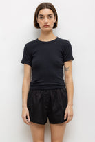 Leset Womens Basics Pointelle Slim Fit Tee