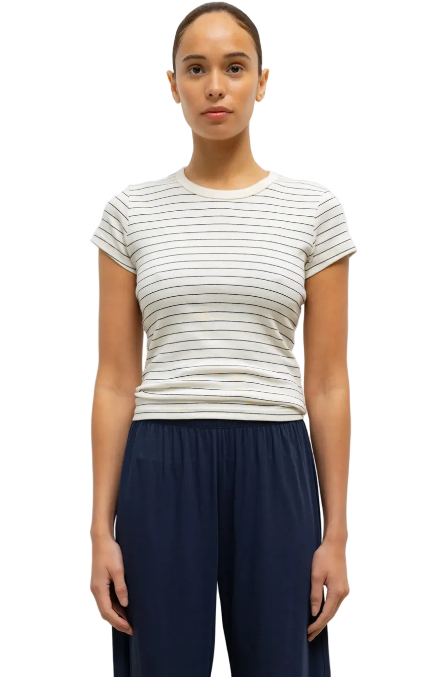 Leset Womens Novelty Knit Tops XSmall / natural/midnight Nando Stripe slim fit