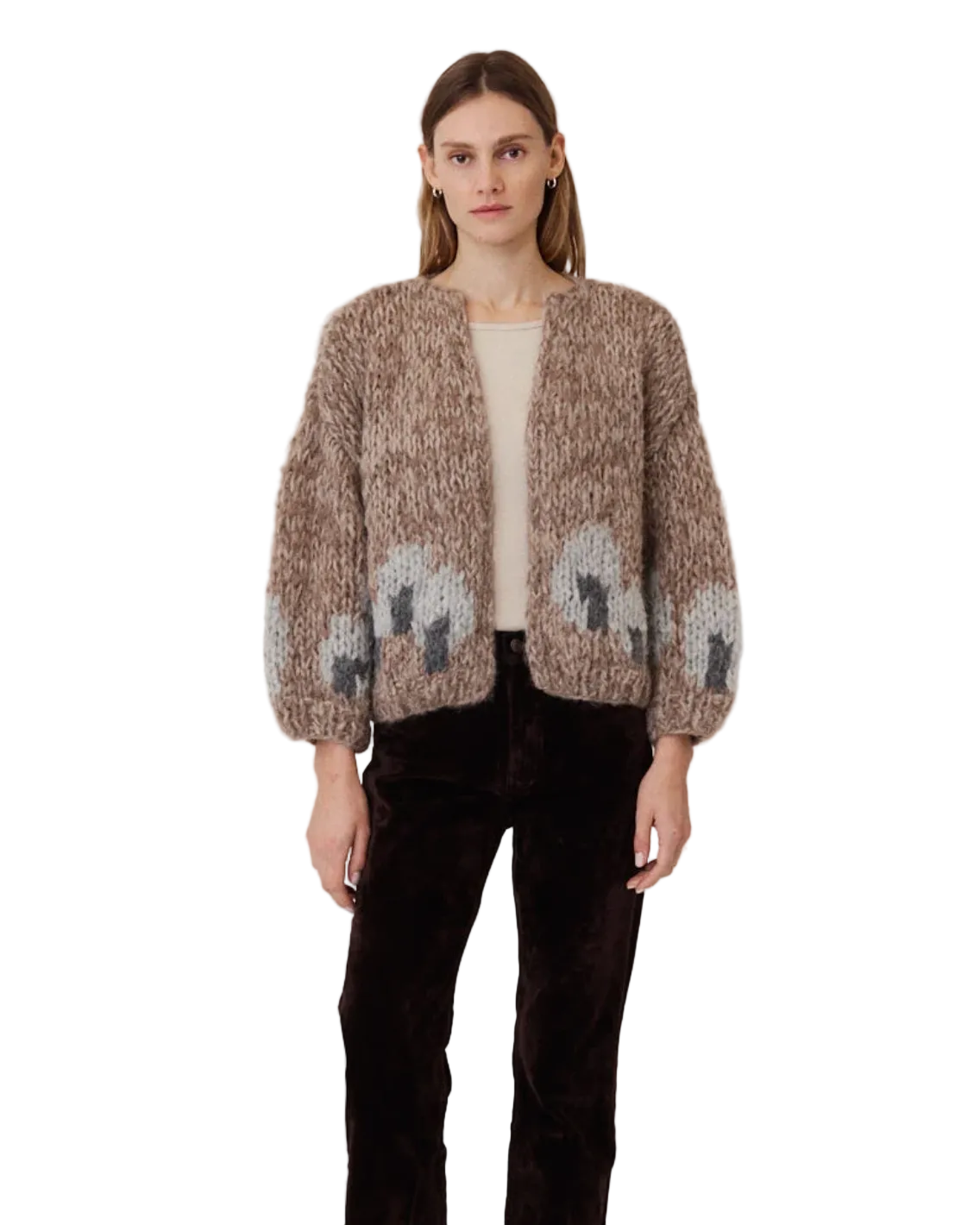 Maiami Womens Sweaters XSmall / Fisher Fleecy Alpaca Intarsia Bomber Cardigan
