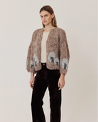 Maiami Womens Sweaters Fleecy Alpaca Intarsia Bomber Cardigan