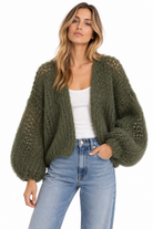 Maiami Womens Sweaters Mohair Bomber Cardigan