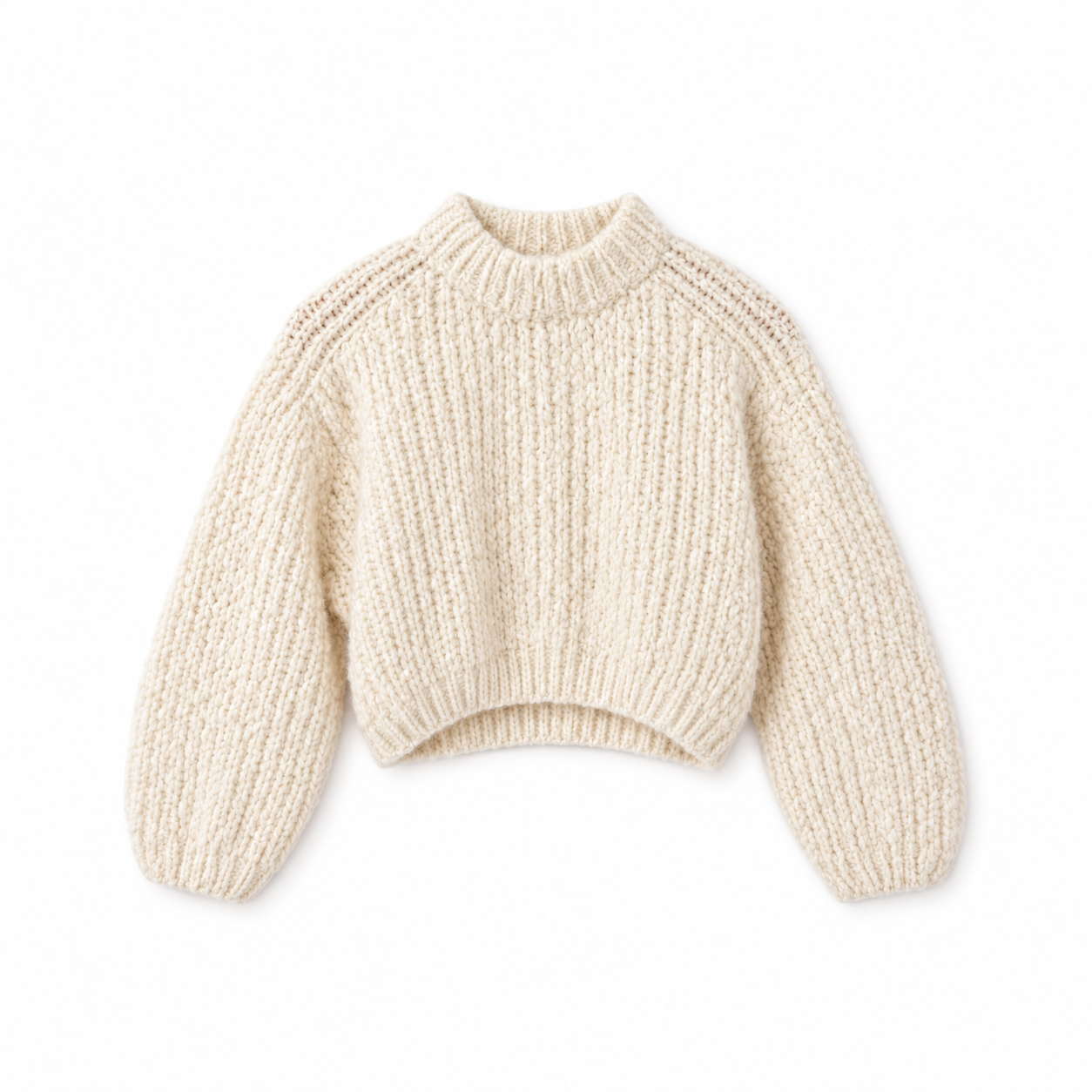 Maiami Womens Sweaters XSmall / Creme Wool Alpaca Mixed Cropped Pullover