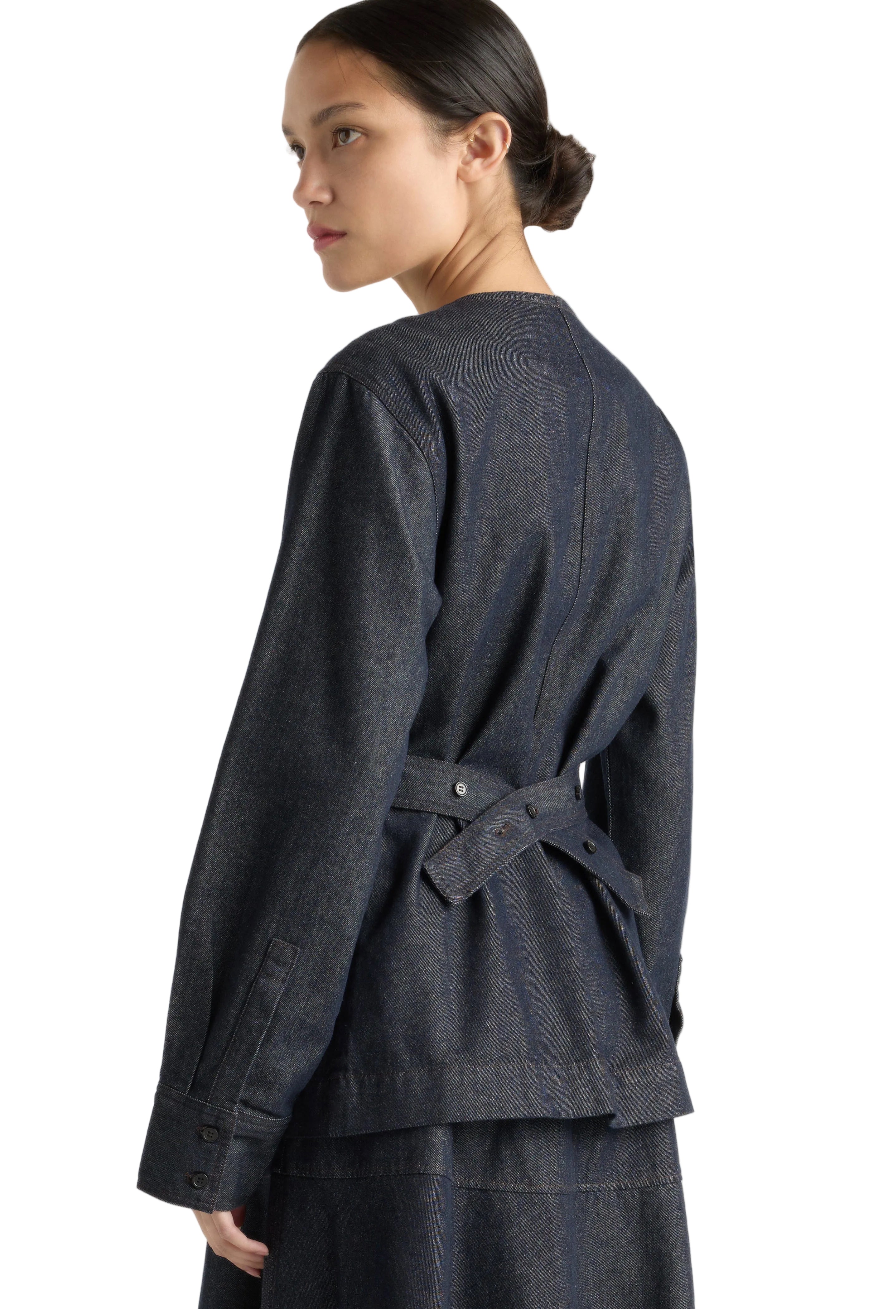 Modern Citizen Womens Jackets Emerson Cinch-Waist Denim Jacket