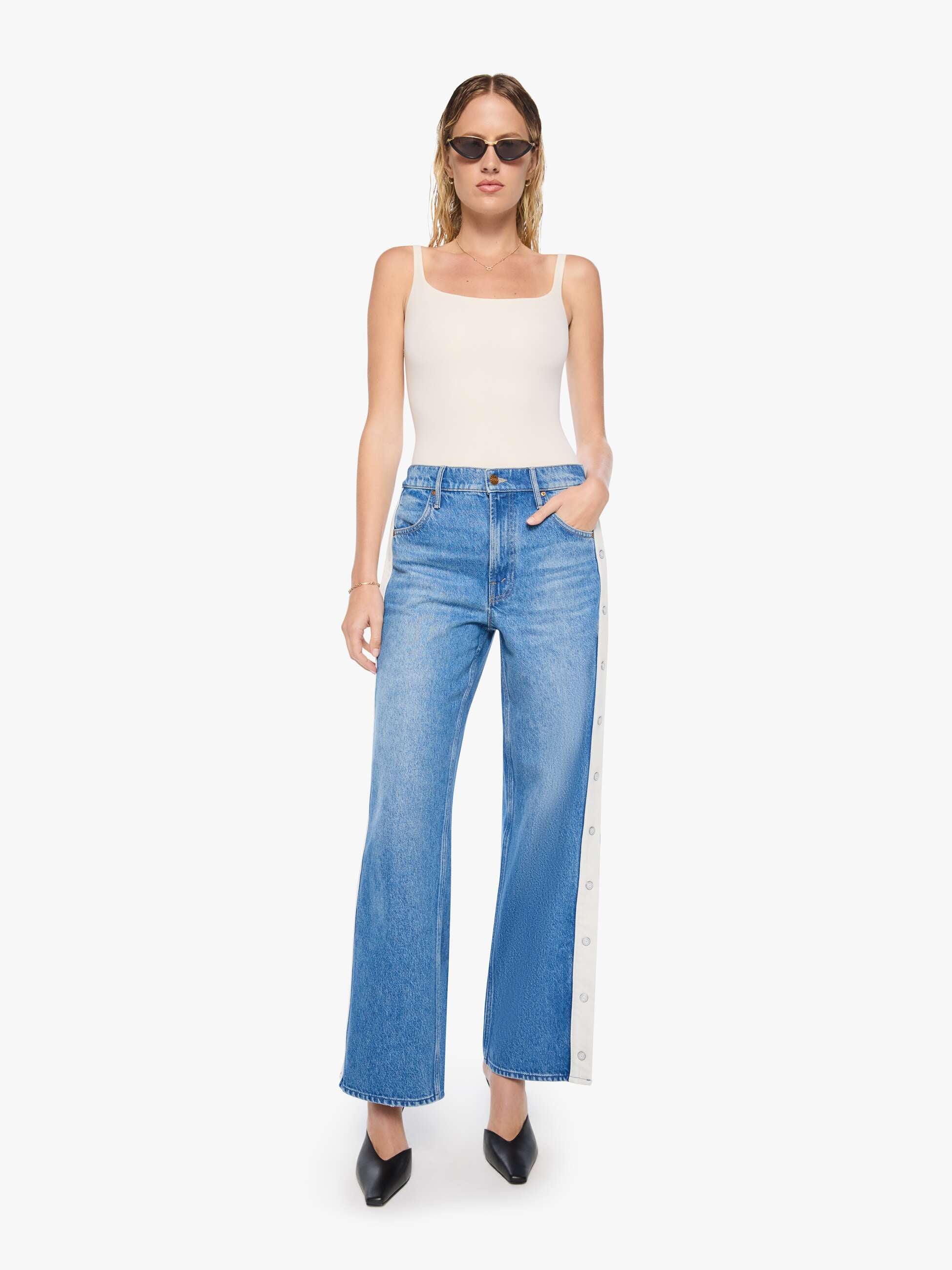 Mother Womens Denim 26 / Quik The Striped Resealable Skimp
