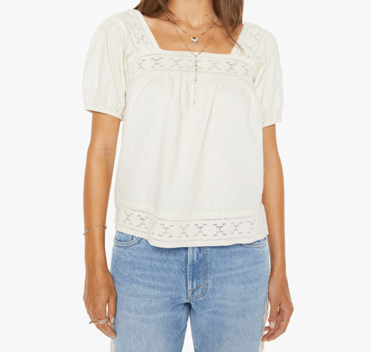 Mother Womens Novelty Tops The Memory Lane Puff Sleeve