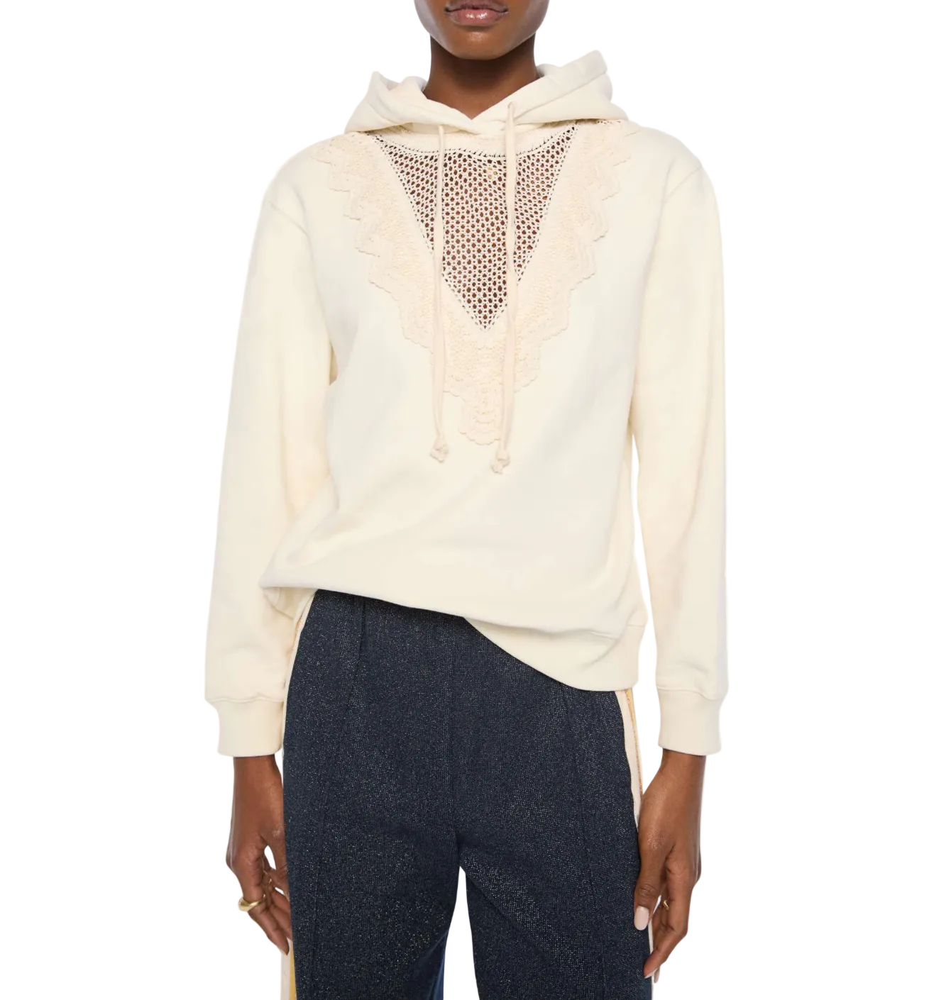 Mother Womens Sweaters S / Antique White The Accent Square Hoodie