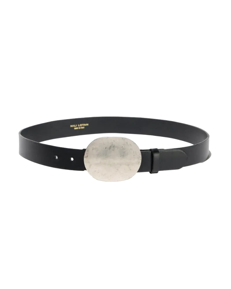 Nili Lotan Womens Accessories 80 / Black/Antique Silver Wayne Belt