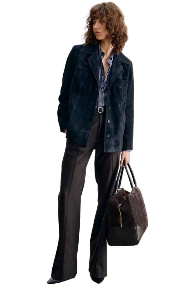 Nili Lotan Womens Jackets Small / Midnight Dominic Suede Jacket