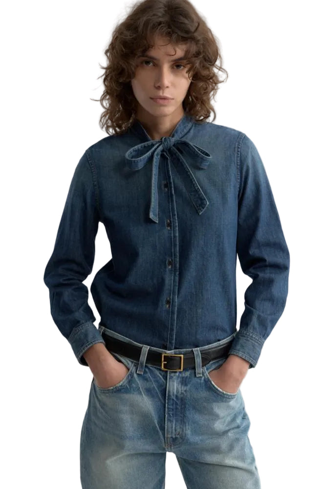 Nili Lotan Womens Novelty Tops Small / Classic Wash Suzette Denim Shirt