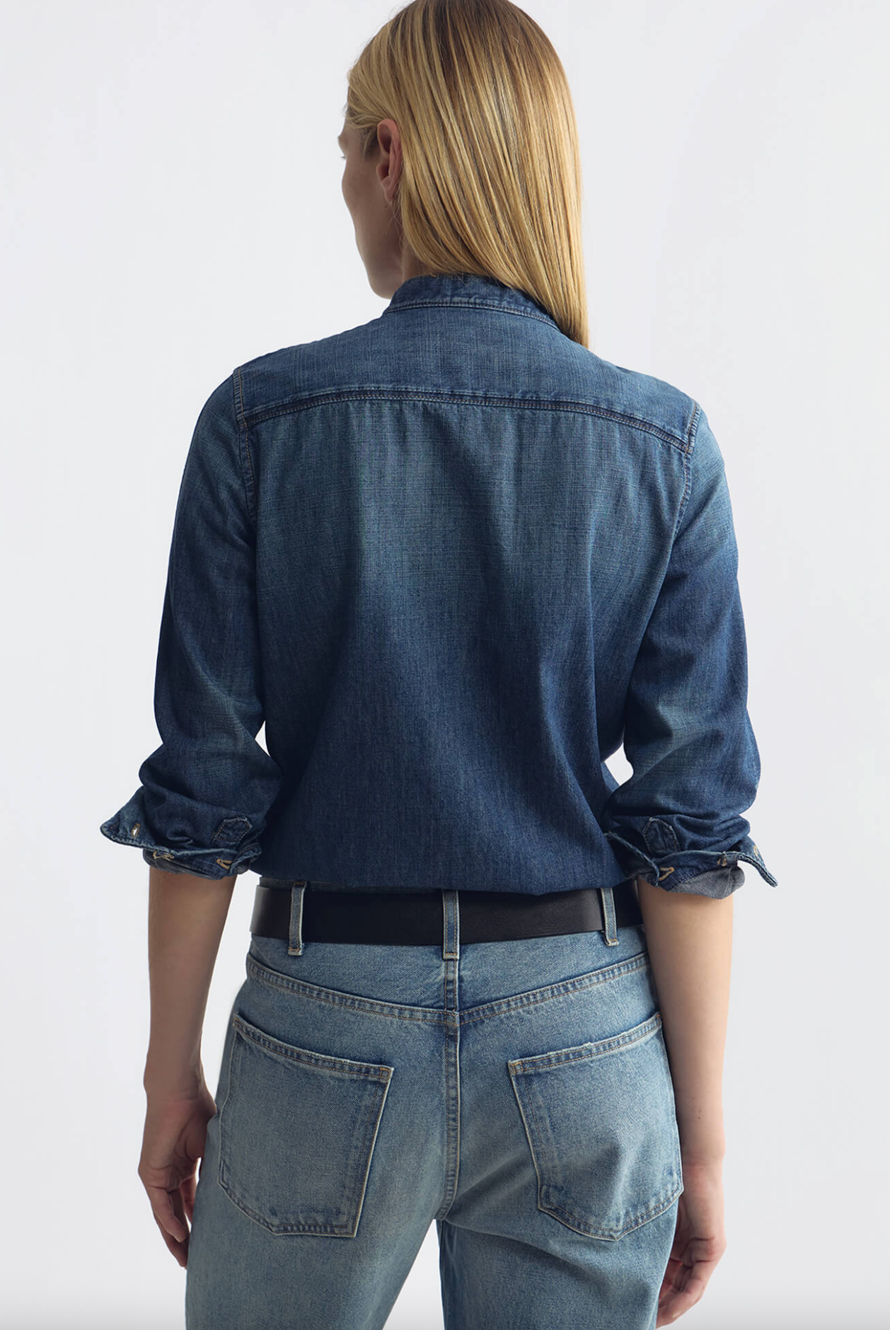 Nili Lotan Womens Novelty Tops Suzette Denim Shirt