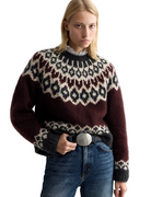 Nili Lotan Womens Sweaters Small / Burgundy Fairisle Isaline Fair Isle Sweater