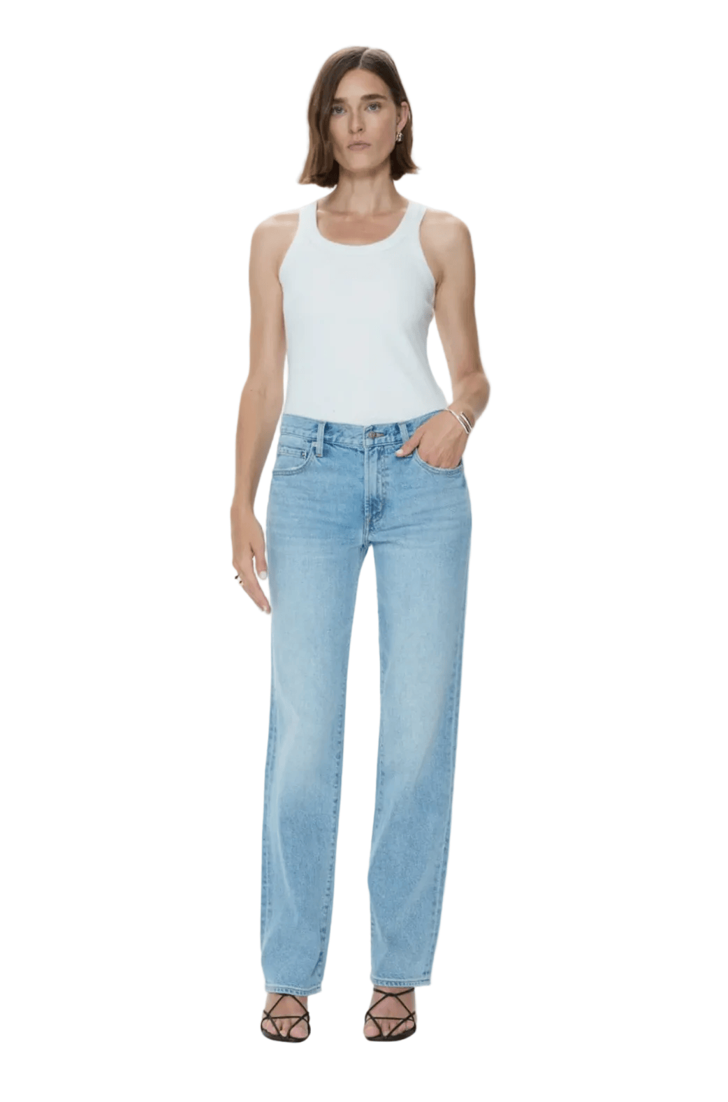 Pistola Womens Denim Issa Mid Rise Relaxed Straight