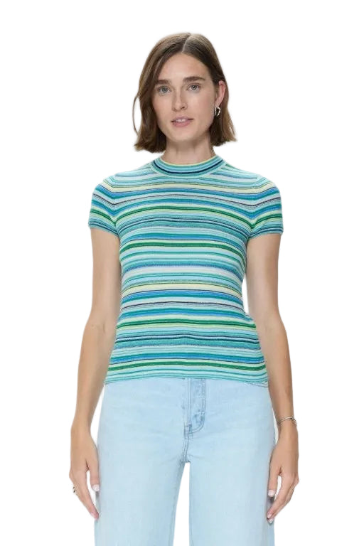 Pistola Womens Novelty Knit Tops Selene Short Sleeve Sweater Tee