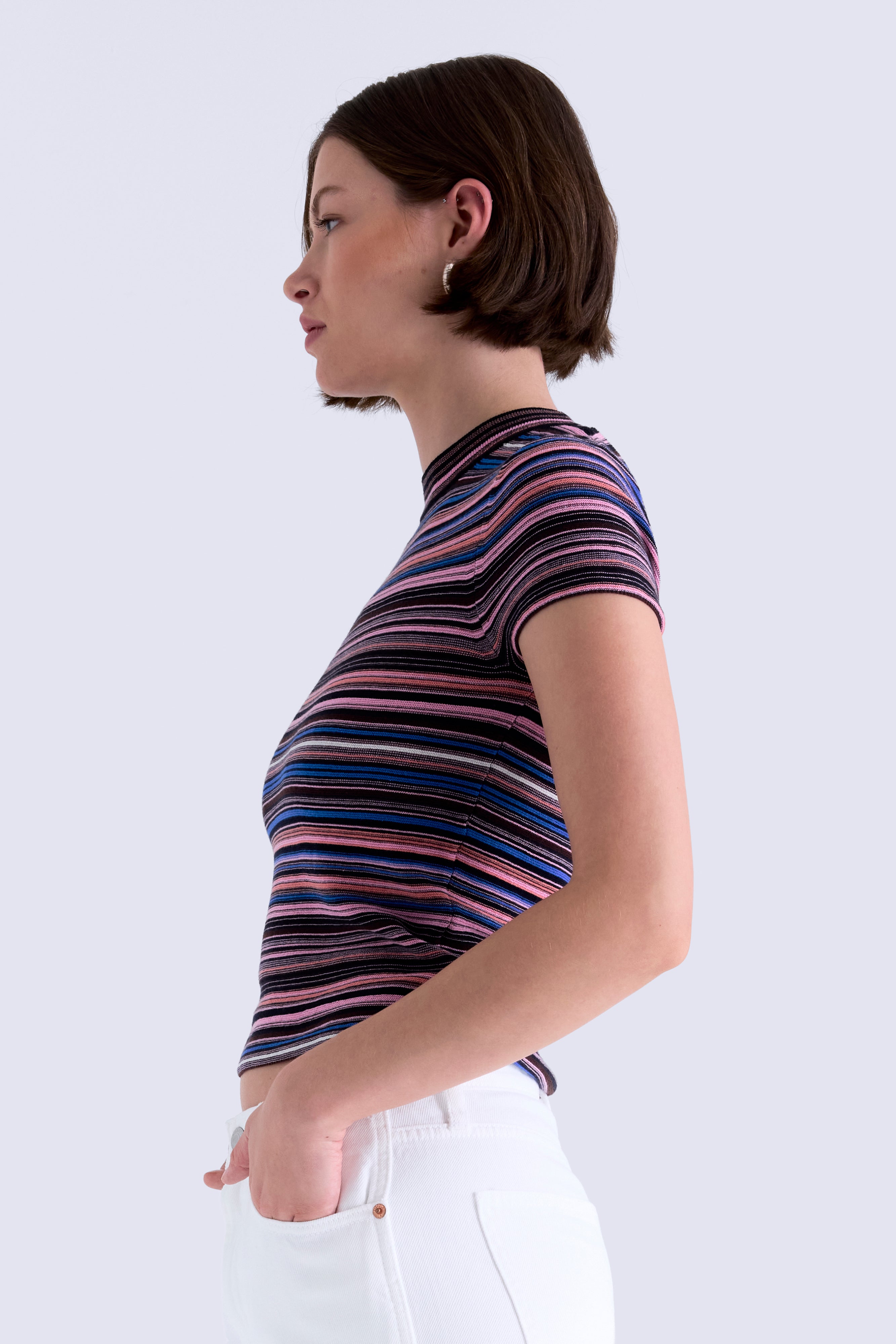 Pistola Womens Novelty Knit Tops Selene Short Sleeve Sweater Tee