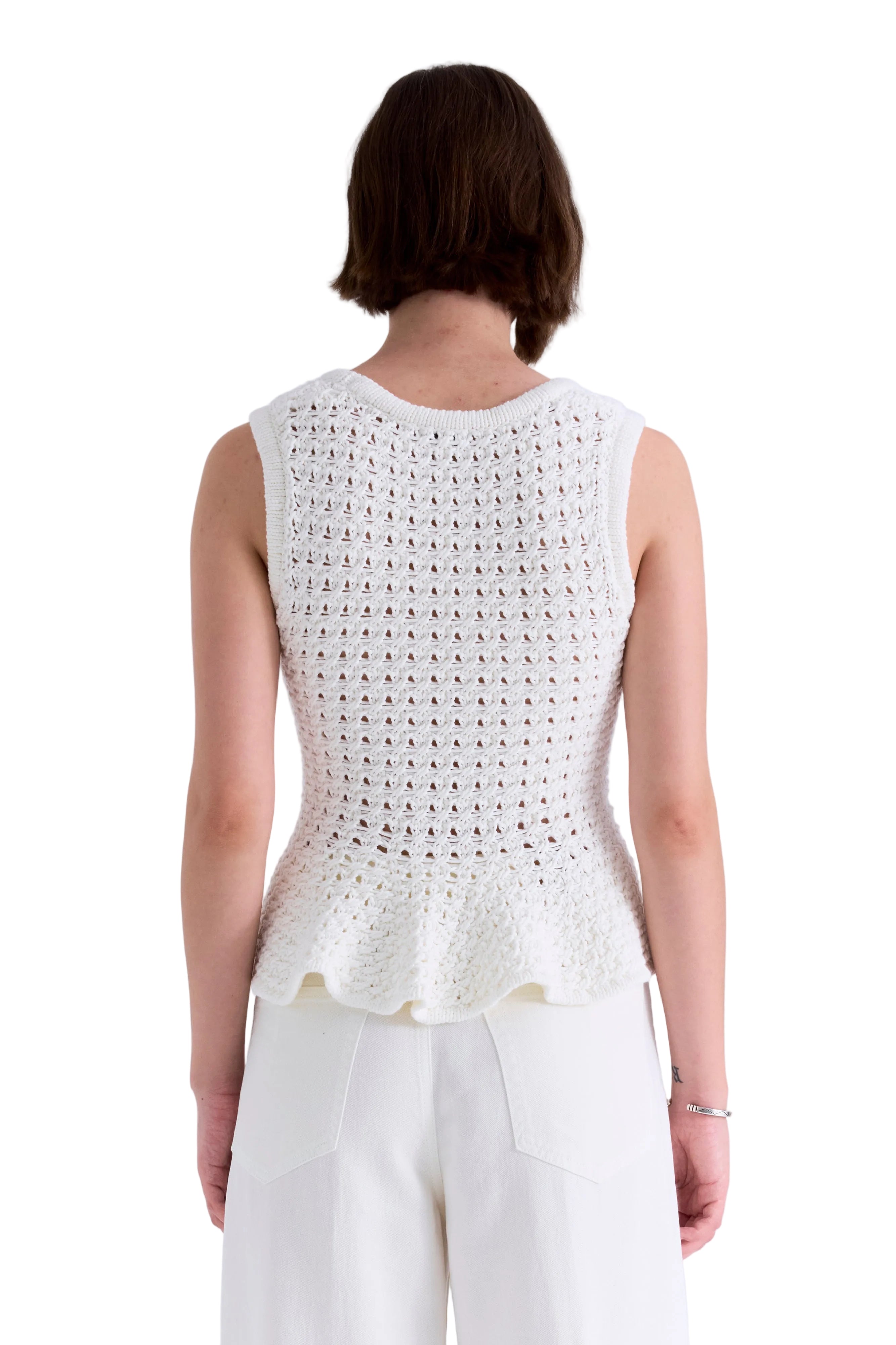 Pistola Womens Sweaters Anna Peplum Openwork Sweater Tank