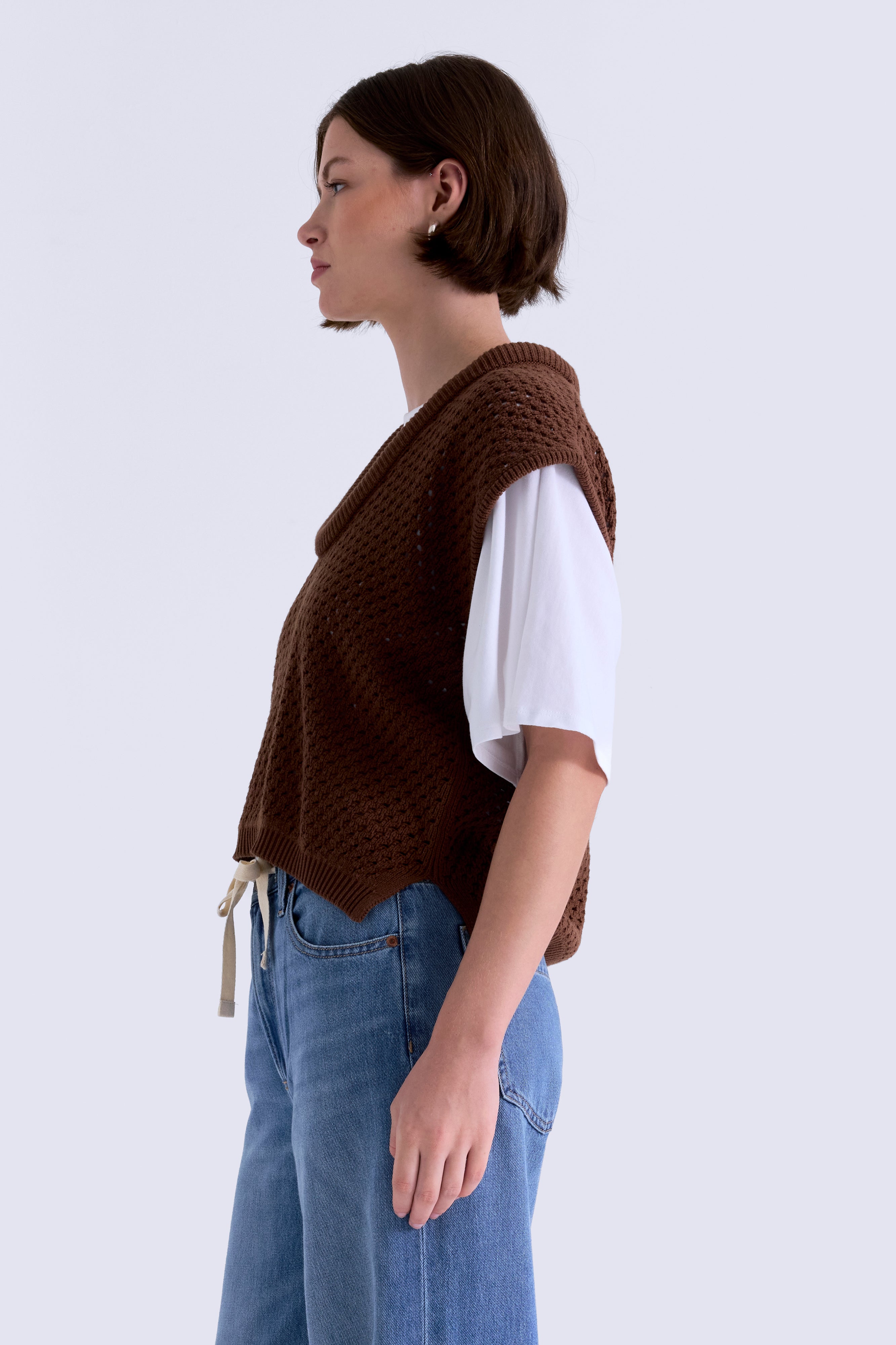 Pistola Womens Sweaters Beck Open Knit Cropped Sweater