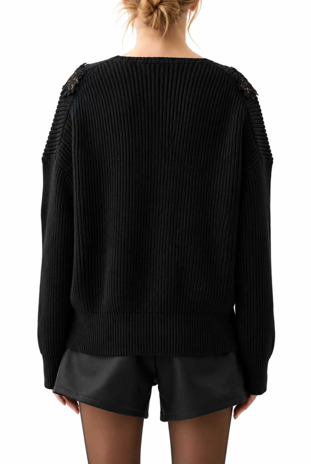 Pistola Womens Sweaters Chiara V-Neck Lace Sweater, image 2 of 2