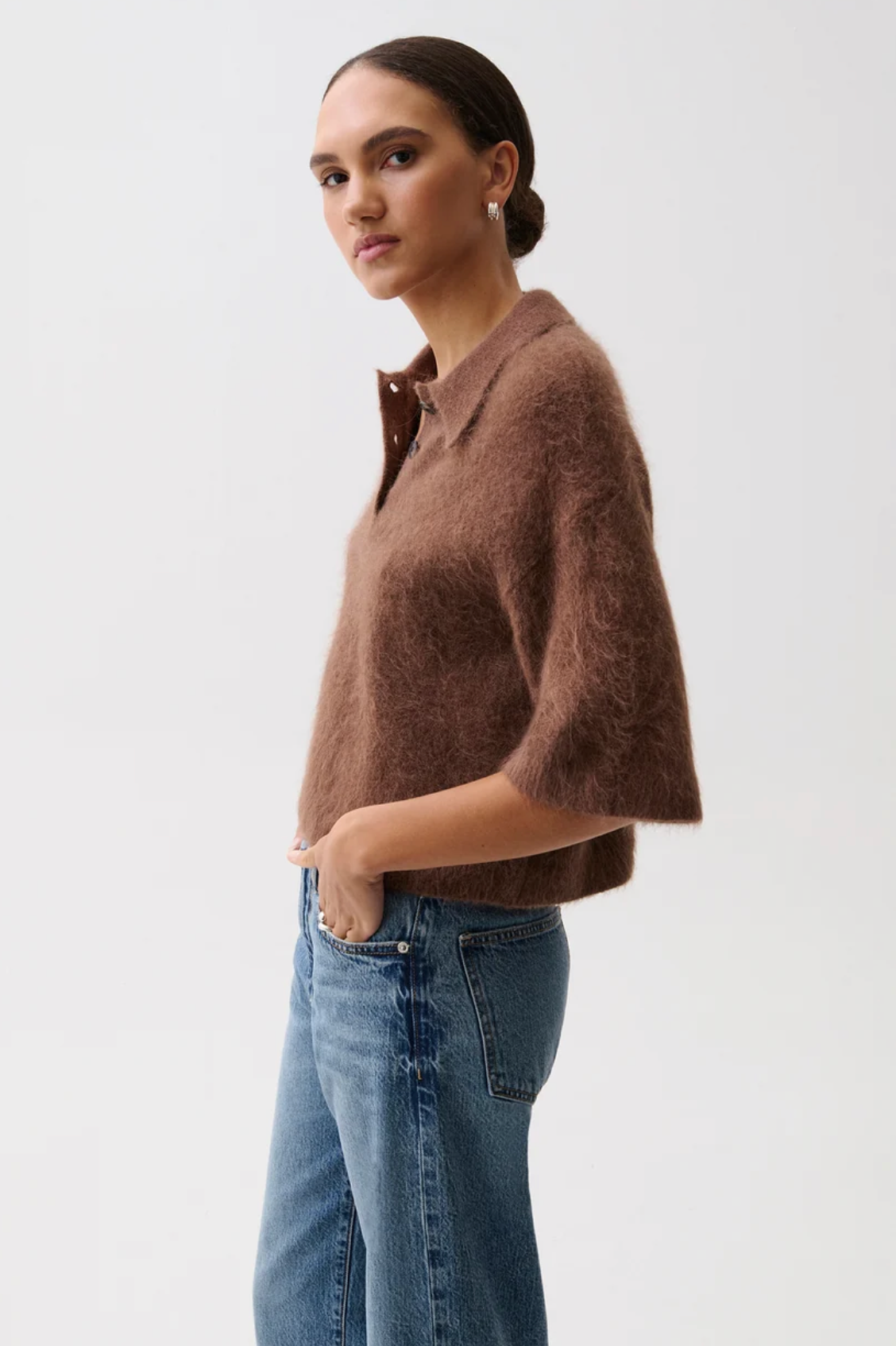 Pistola Womens Sweaters Nadya Alpaca Blend Boxy Polo Sweater