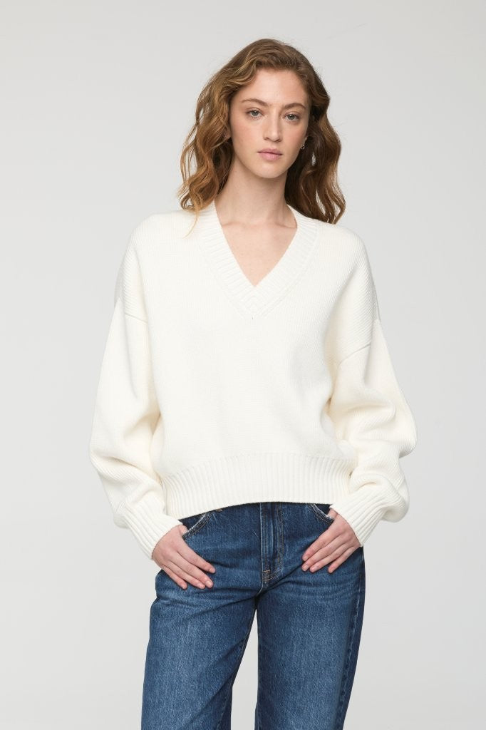 Pistola Womens Sweaters XSmall / White Nika Heavyweight V Neck Sweater