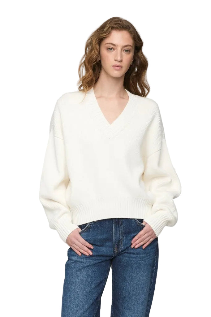 Pistola Womens Sweaters XSmall / White Nika Heavyweight V Neck Sweater