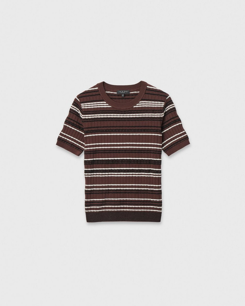 rag & bone Womens Novelty Knit Tops Karina Stripe Short Sleeve
