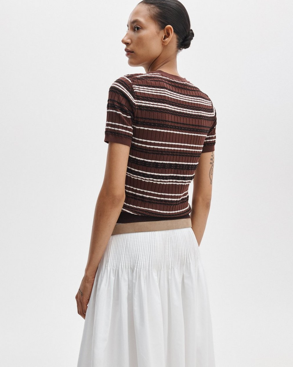 rag & bone Womens Novelty Knit Tops Karina Stripe Short Sleeve