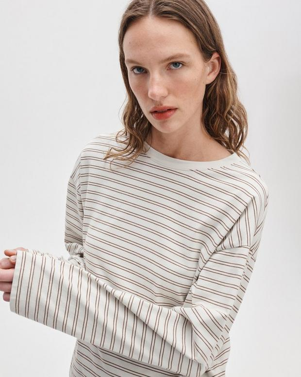 rag & bone Womens Novelty Knit Tops Kelly Stripe Boxy LS