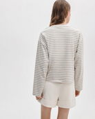 rag & bone Womens Novelty Knit Tops Kelly Stripe Boxy LS