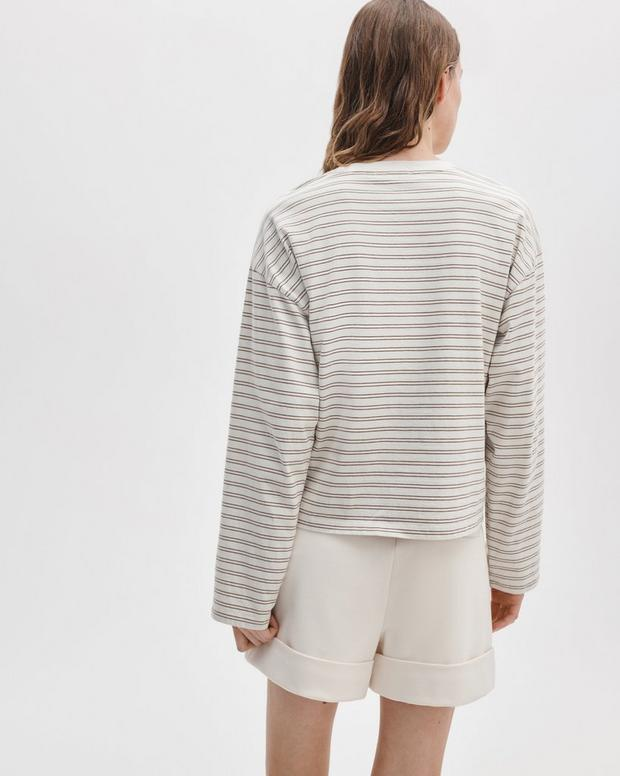 rag & bone Womens Novelty Knit Tops Kelly Stripe Boxy LS