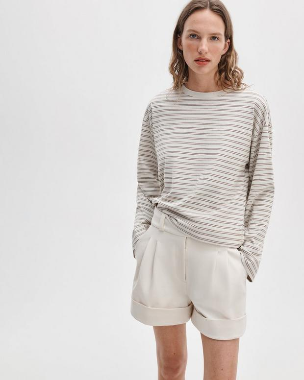 rag & bone Womens Novelty Knit Tops Kelly Stripe Boxy LS